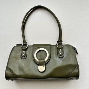 VTG Hillard & Hanson Vinyl Handbag Purse Double Handle Strap Bag Magnet Closure